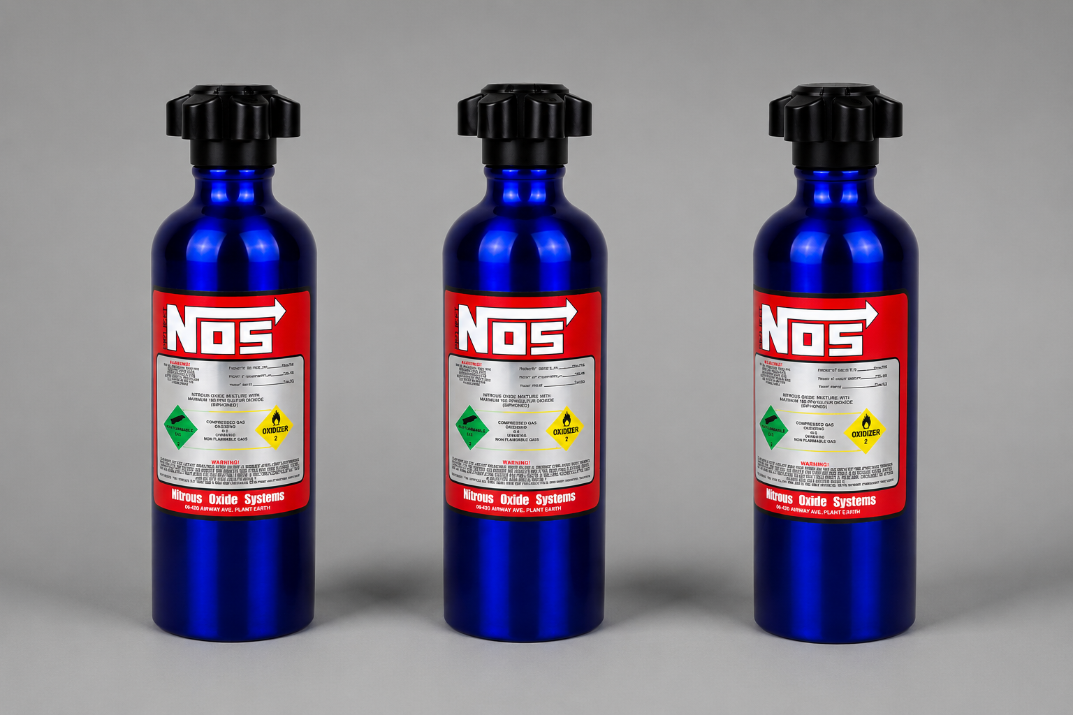 NOS Water Bottle on grey background